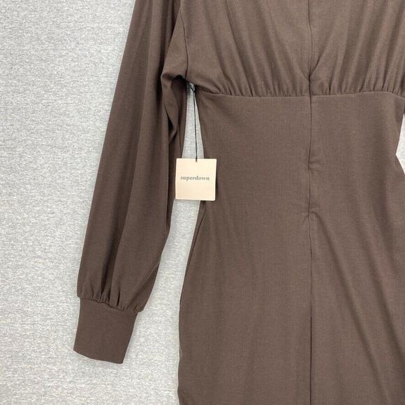 Superdown Dress Womens Medium Brown Ribbed Ruched Bodice With Underwire NEW - Picture 8 of 16